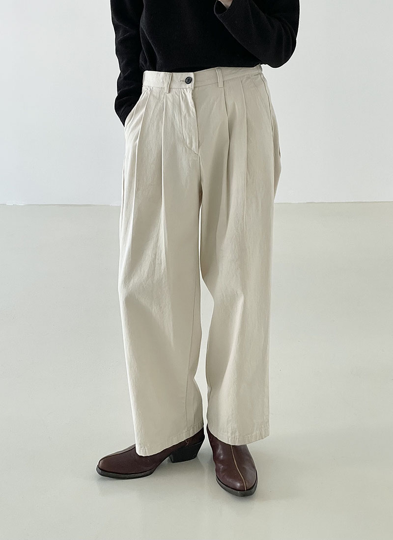Madeleine wide two tuck cotton pants