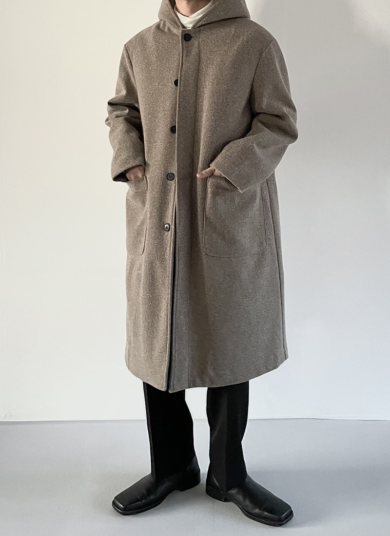 Cent Archive Hidden wool hood coat 코트 - beige,black