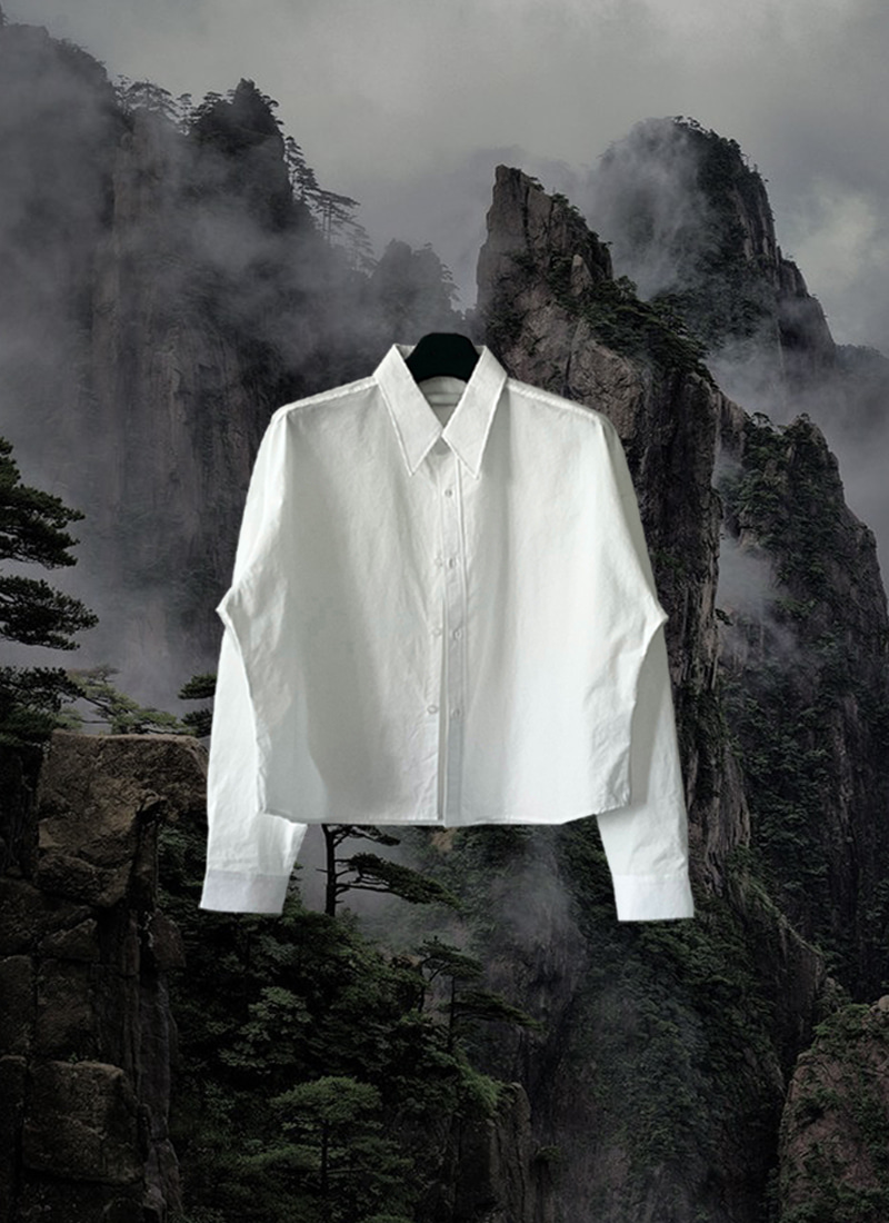 Minimal Big collar cropped shirt (Unisex)