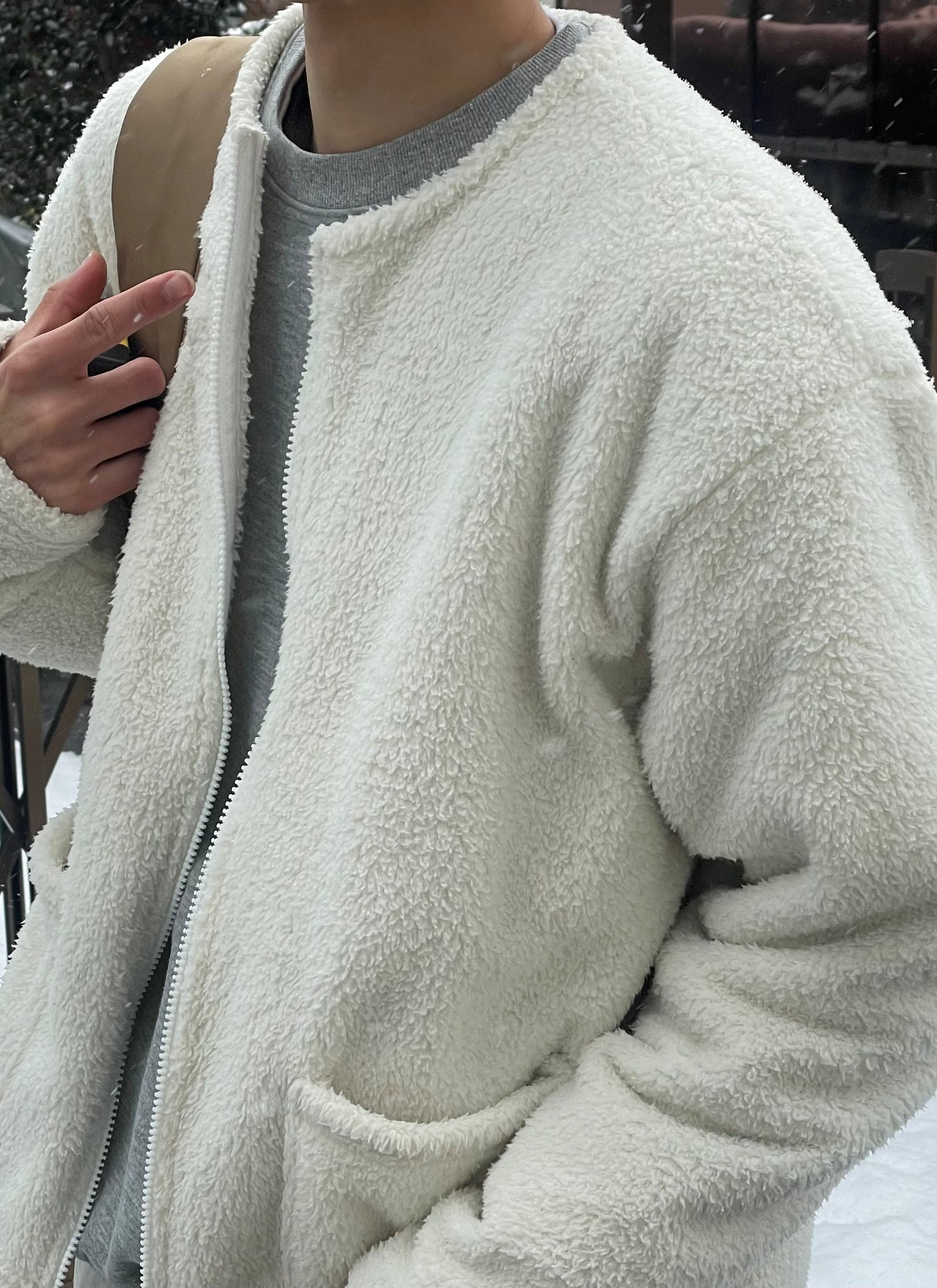 Pluffy two-way fleece jacket